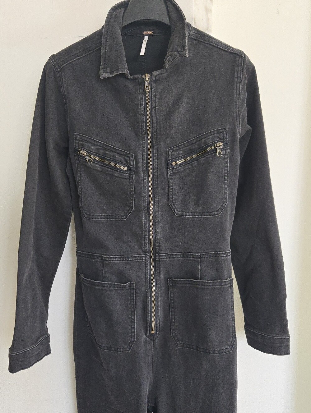 Free People Lennox Denim Zip Jumpsuit